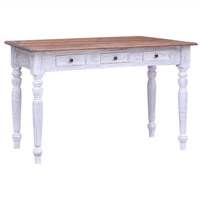 vidaXL Desk with Drawers White 117x57x75 cm Solid Mahogany Wood