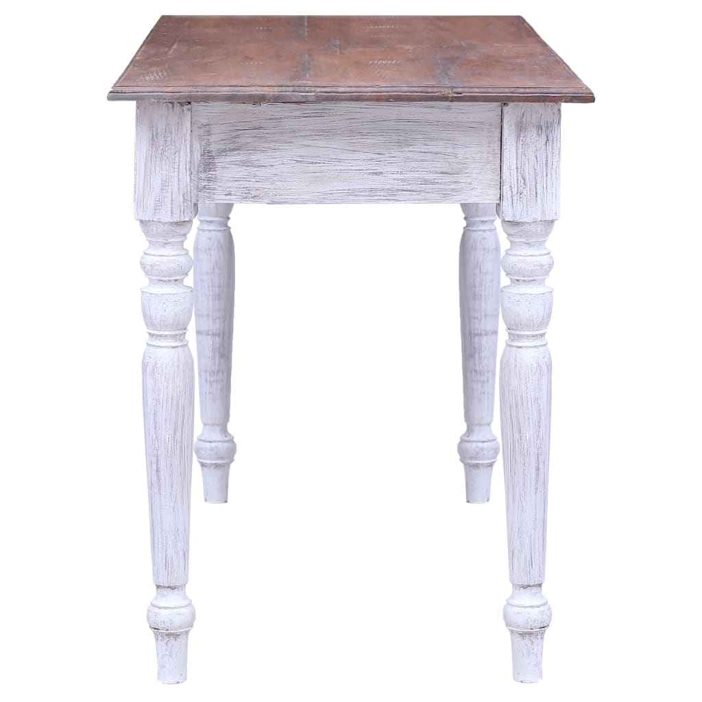 vidaXL Desk with Drawers White 117x57x75 cm Solid Mahogany Wood