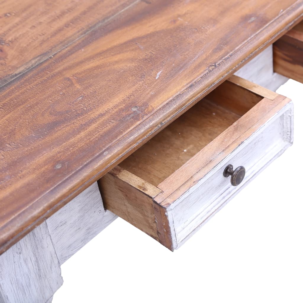vidaXL Desk with Drawers White 117x57x75 cm Solid Mahogany Wood