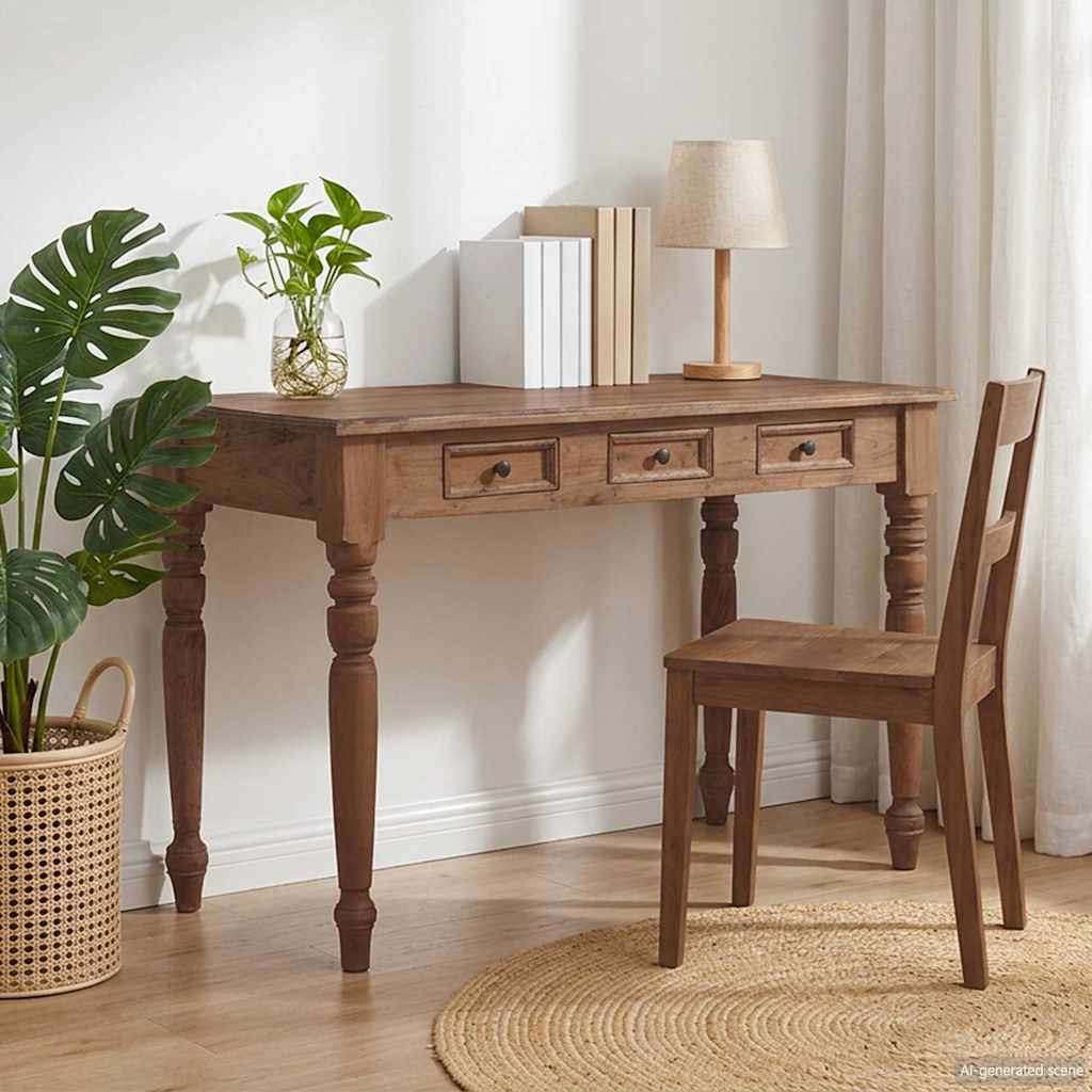 vidaXL Desk | Warm brown | Solid mahogany wood | Medium | Storage | Desk