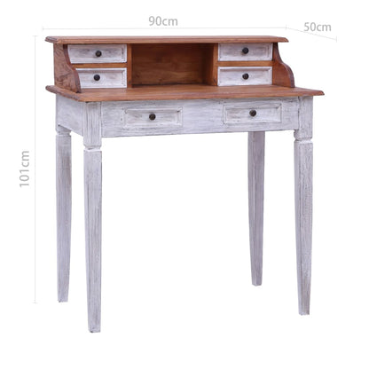 vidaXL Writing Desk with Drawers 90x50x101 cm Solid Mahogany Wood