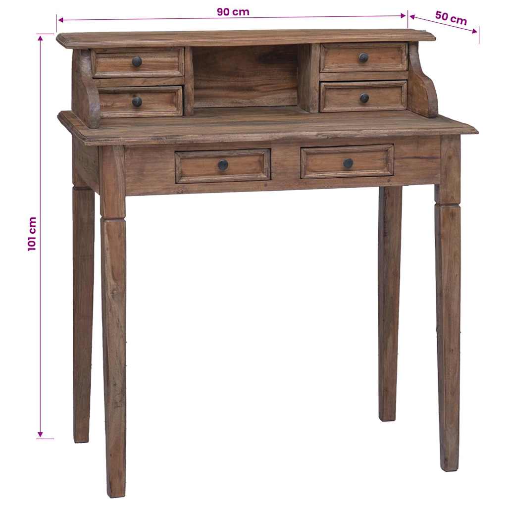 vidaXL Writing Desk | Warm Brown | Solid Mahogany Wood | Medium | Writing Desk