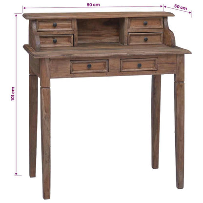 vidaXL Writing Desk | Warm Brown | Solid Mahogany Wood | Medium | Writing Desk