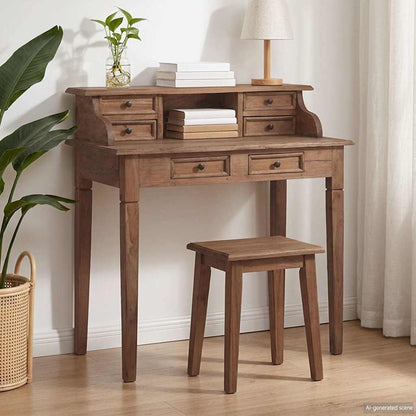vidaXL Writing Desk | Warm Brown | Solid Mahogany Wood | Medium | Writing Desk