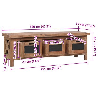 vidaXL TV Cabinet with 3 Drawers 120x30x40 cm Solid Mahogany Wood
