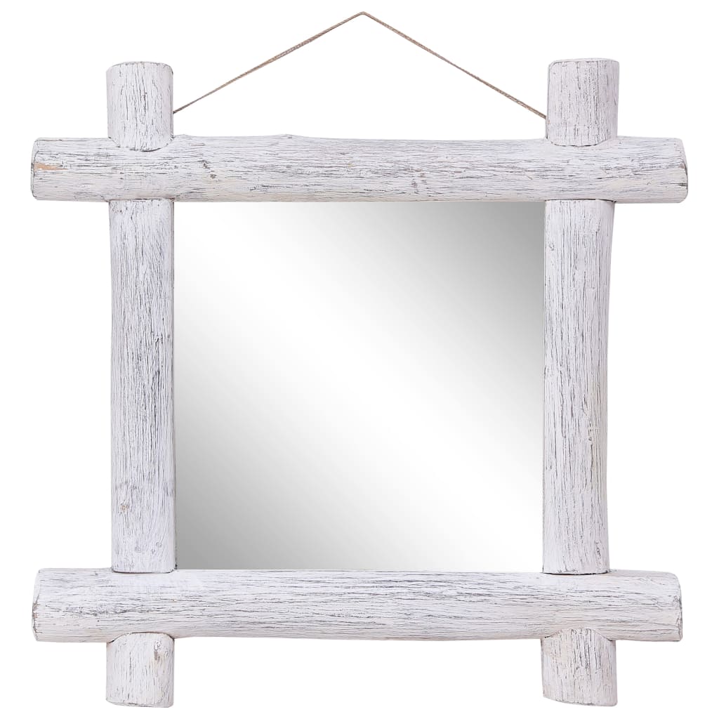 vidaXL Mirror | White | Reclaimed wood, Glass | 70x70 cm | Decorative Inlays