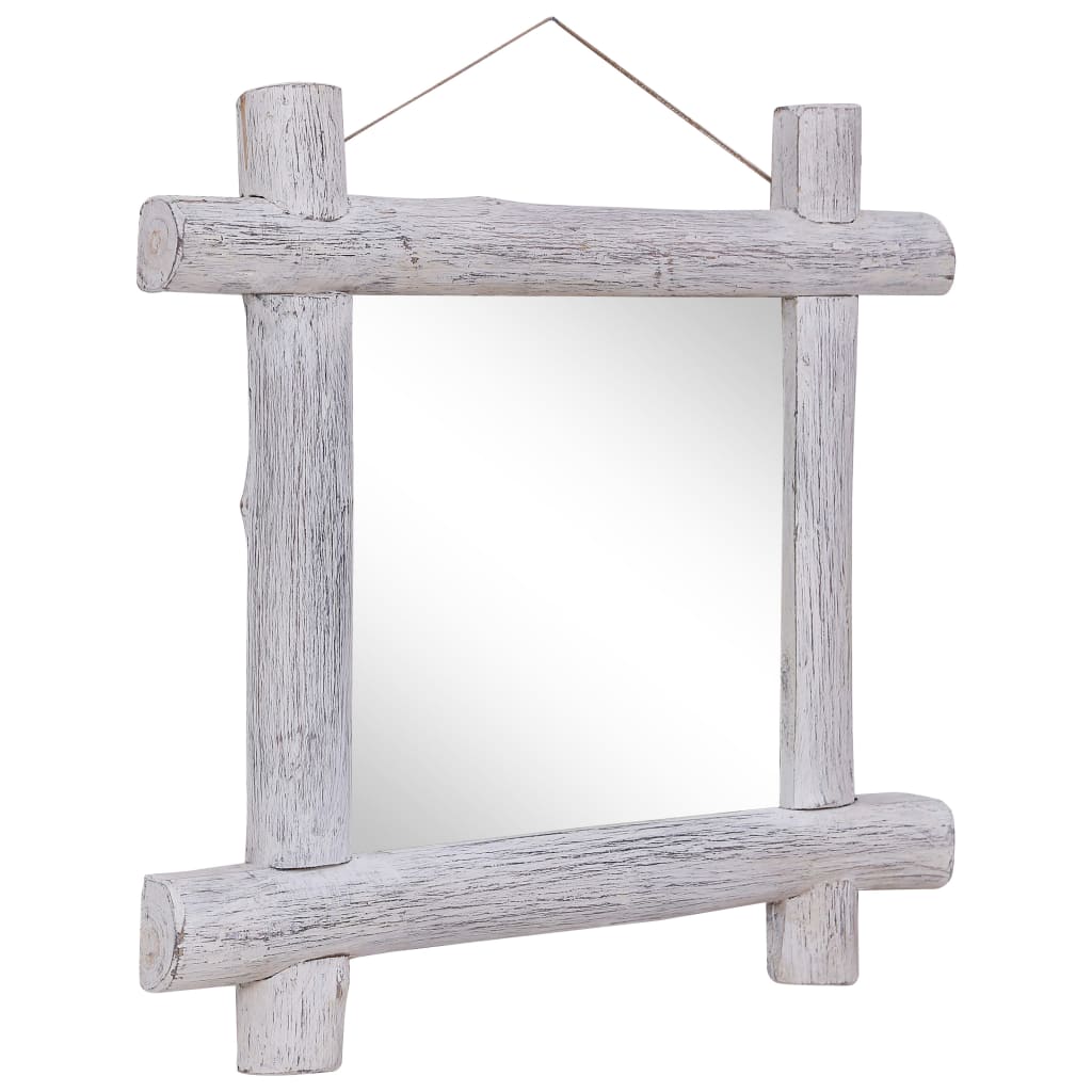 vidaXL Mirror | White | Reclaimed wood, Glass | 70x70 cm | Decorative Inlays