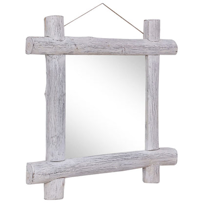 vidaXL Mirror | White | Reclaimed wood, Glass | 70x70 cm | Decorative Inlays