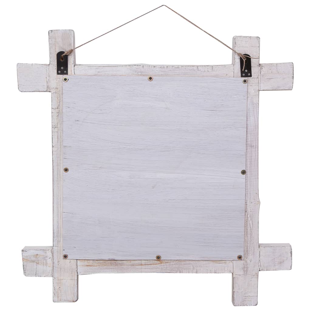 vidaXL Mirror | White | Reclaimed wood, Glass | 70x70 cm | Decorative Inlays
