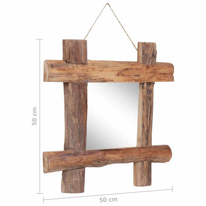 vidaXL Log Mirror Natural 50x50 cm Recycled Teak Wood