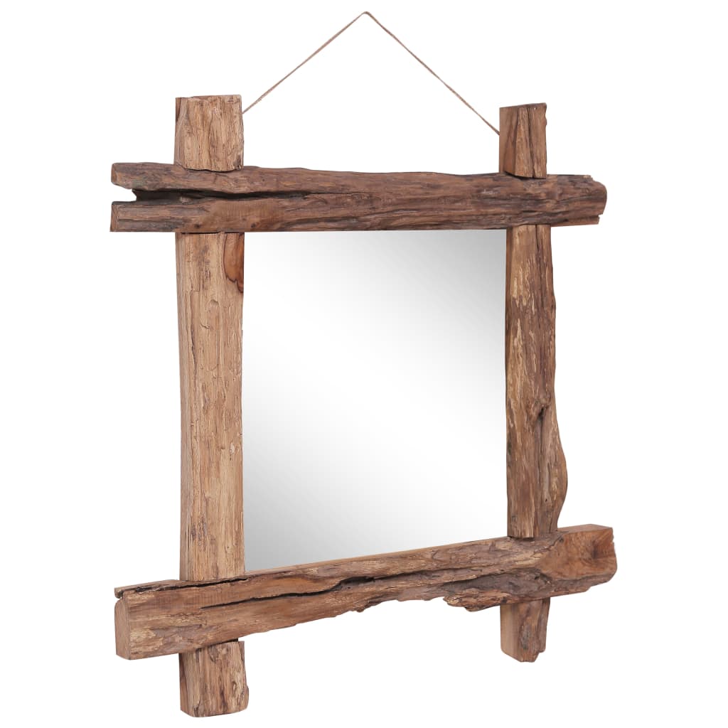vidaXL Log Mirror Natural 70x70 cm Recycled Teak Wood