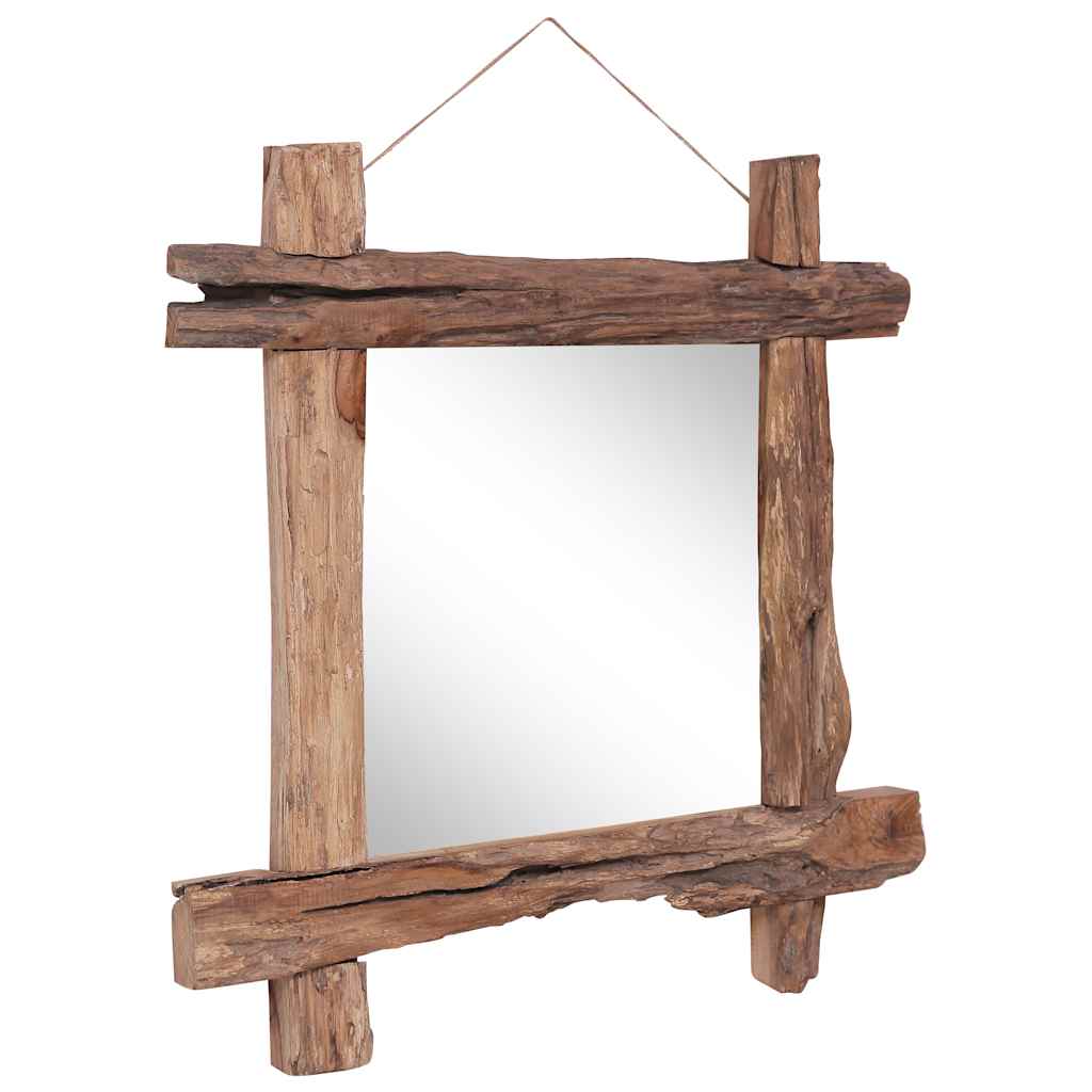 283934 vidaXL Log Mirror Natural 70x70 cm Recycled Teak Wood