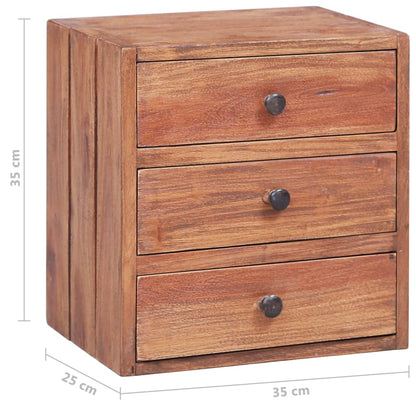 vidaXL Bedside Cabinet with 3 Drawers 35x25x35 cm Solid Mahogany Wood