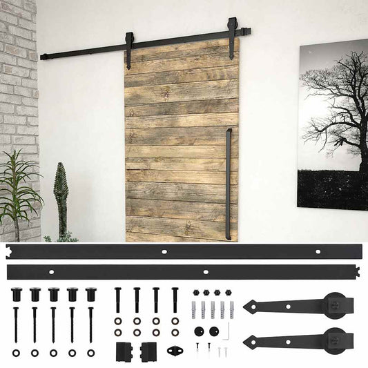 145259 vidaXL Sliding Door "SKIEN" Hardware Kit 200 cm Steel Black