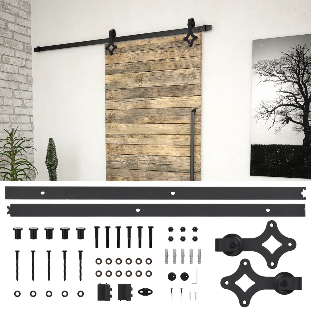 vidaXL Sliding Door SKIEN Hardware Kit 183 cm Steel Black