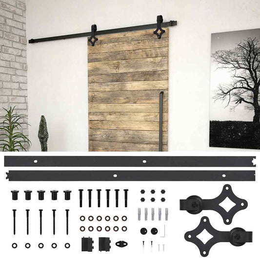 145260 vidaXL Sliding Door "SKIEN" Hardware Kit 183 cm Steel Black