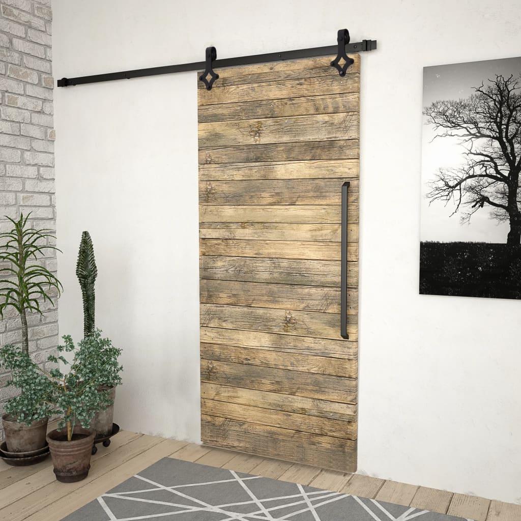 vidaXL Sliding Door SKIEN Hardware Kit 200 cm Steel Black