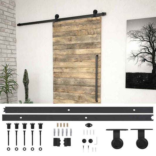 145262 vidaXL Sliding Door "SKIEN" Hardware Kit 183 cm Steel Black