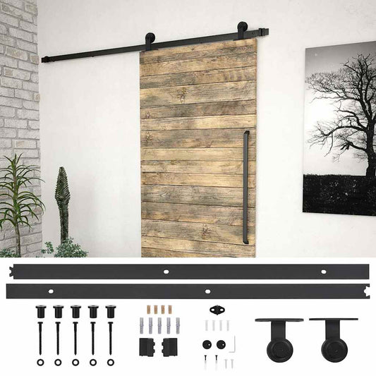145263 vidaXL Sliding Door "SKIEN" Hardware Kit 200 cm Steel Black