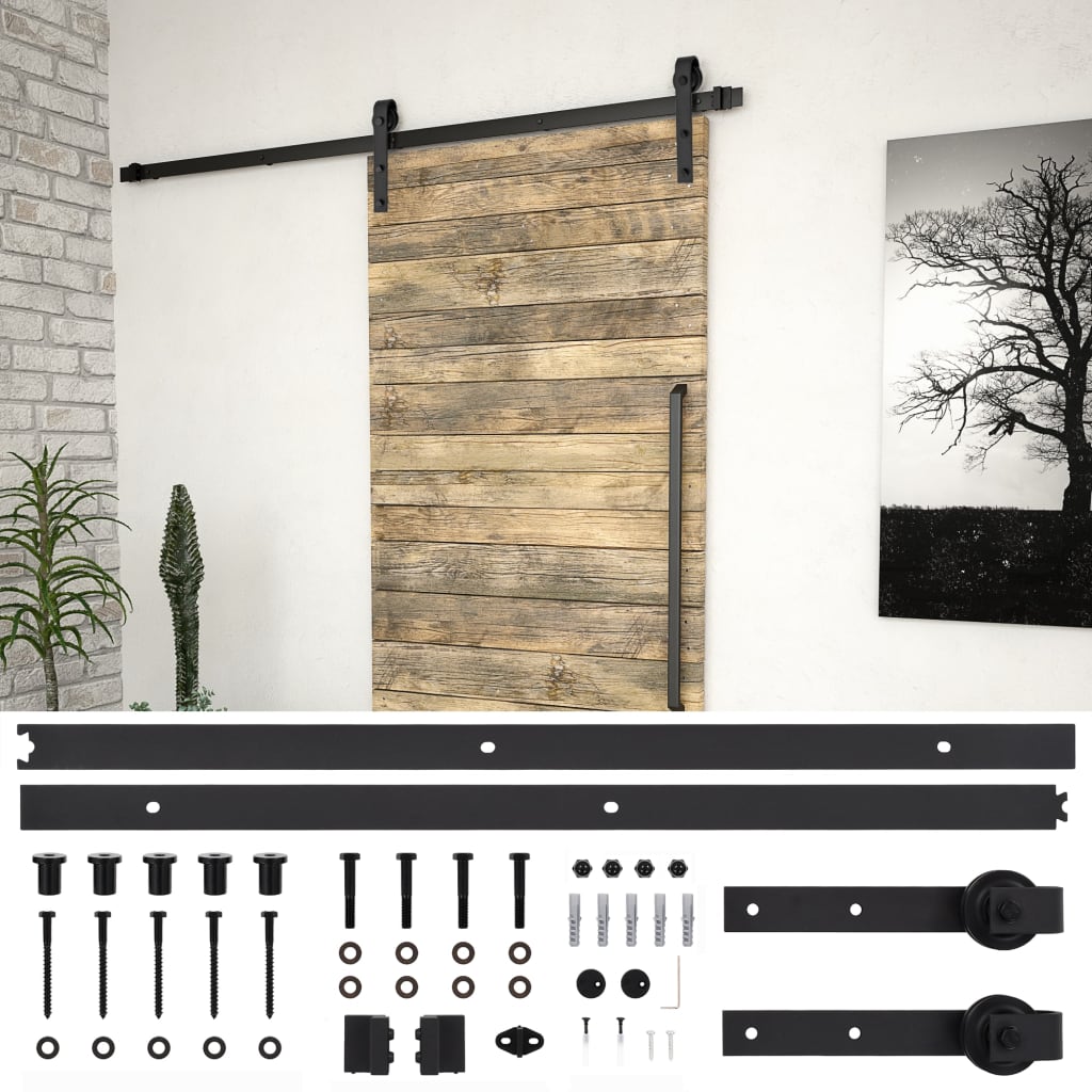 vidaXL Sliding Door SKIEN Hardware Kit 183 cm Steel Black