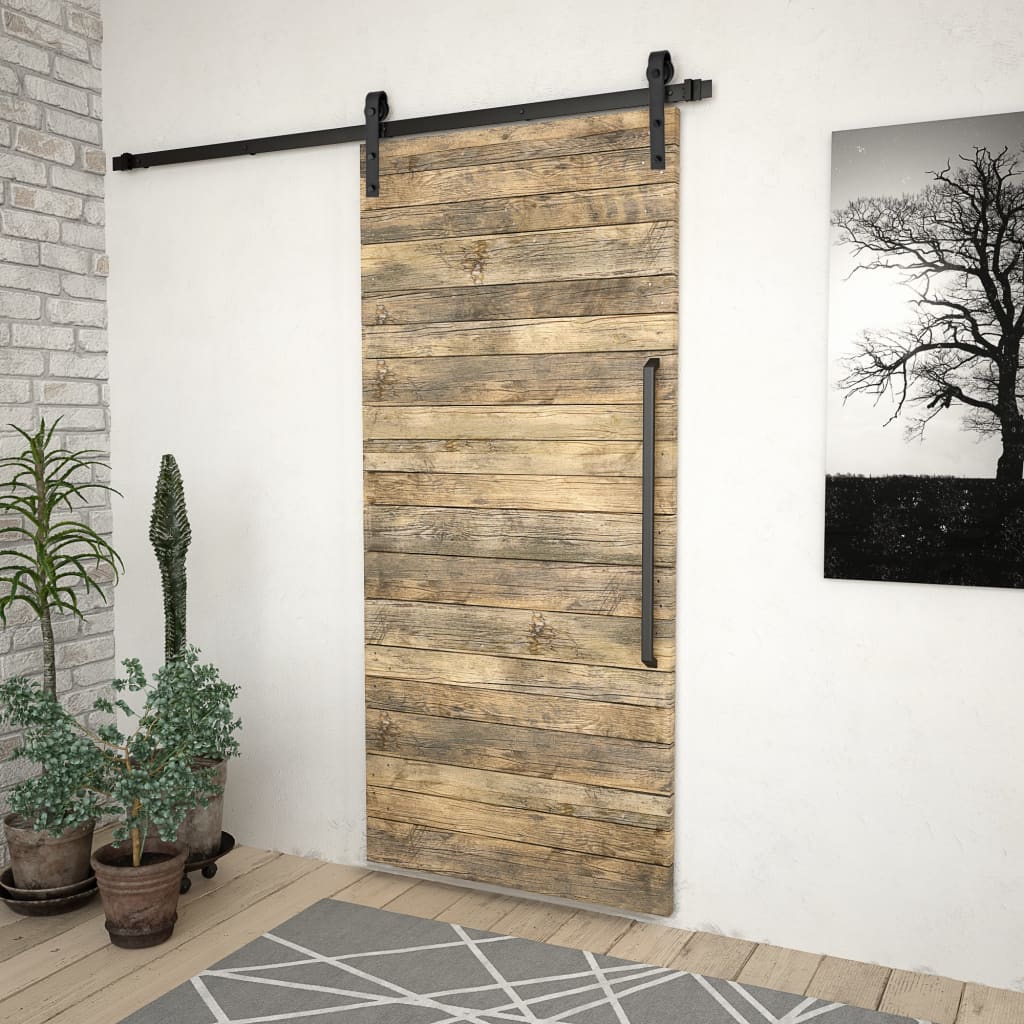 vidaXL Sliding Door SKIEN Hardware Kit 200 cm Steel Black