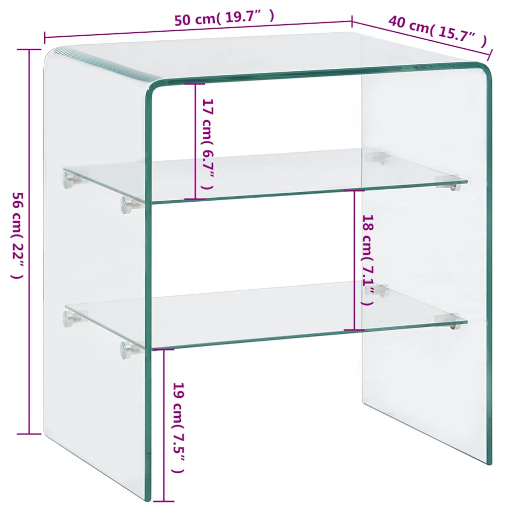 vidaXL Coffee Table 50x40x56 cm Tempered Glass