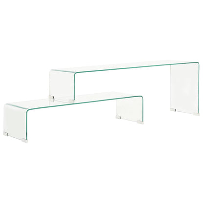 284728 vidaXL 2 Piece Coffee Table Set 90x30x20/110x30x40 cm Tempered Glass