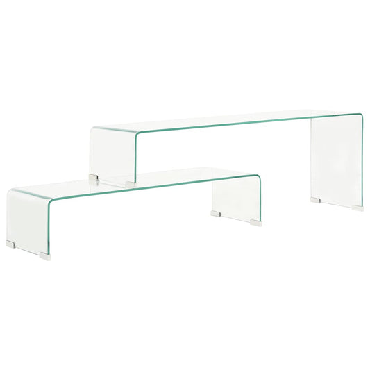 284728 vidaXL 2 Piece Coffee Table Set 90x30x20/110x30x40 cm Tempered Glass