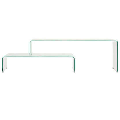 284728 vidaXL 2 Piece Coffee Table Set 90x30x20/110x30x40 cm Tempered Glass