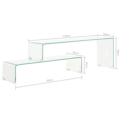 284728 vidaXL 2 Piece Coffee Table Set 90x30x20/110x30x40 cm Tempered Glass
