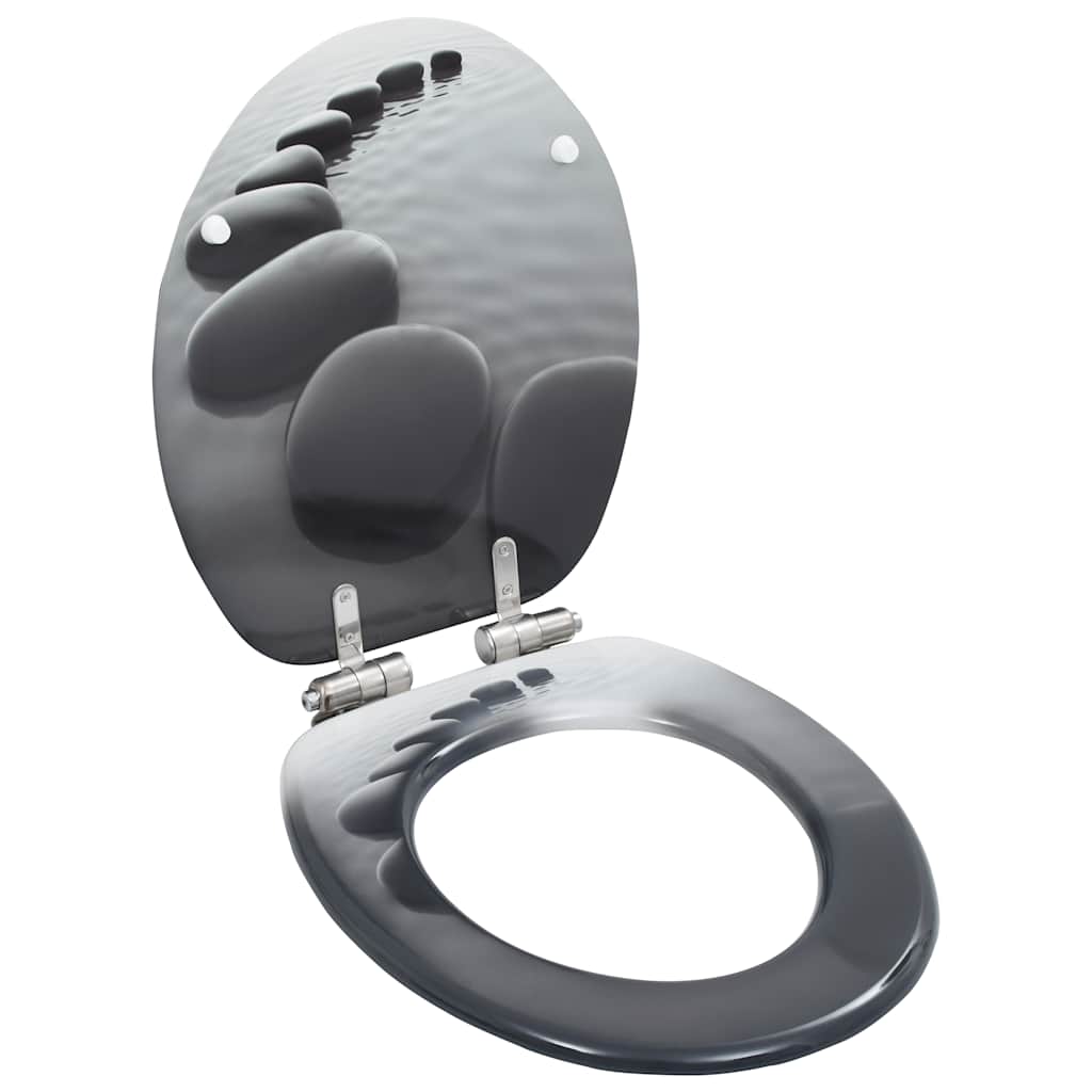 vidaXL WC Toilet Seats 2 pcs with Soft Close Lids MDF Stones Design