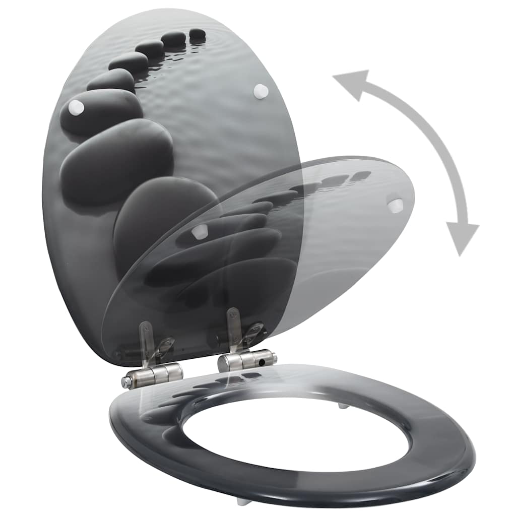 vidaXL WC Toilet Seats 2 pcs with Soft Close Lids MDF Stones Design