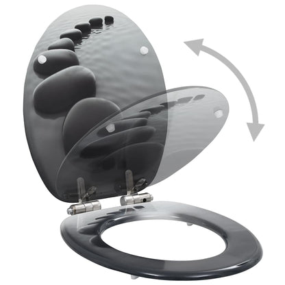 vidaXL WC Toilet Seats 2 pcs with Soft Close Lids MDF Stones Design