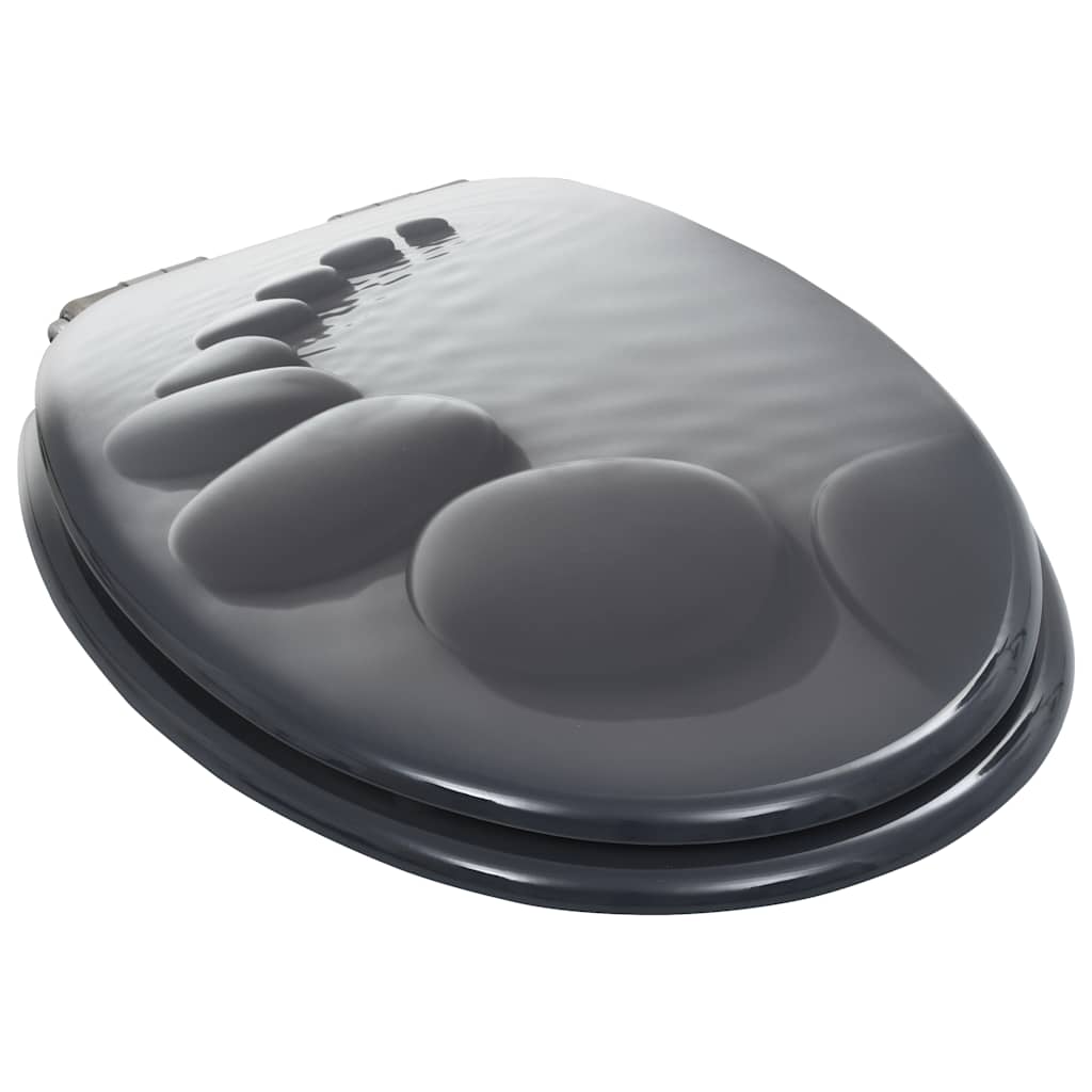 vidaXL WC Toilet Seats 2 pcs with Soft Close Lids MDF Stones Design