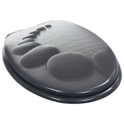 vidaXL WC Toilet Seats 2 pcs with Soft Close Lids MDF Stones Design