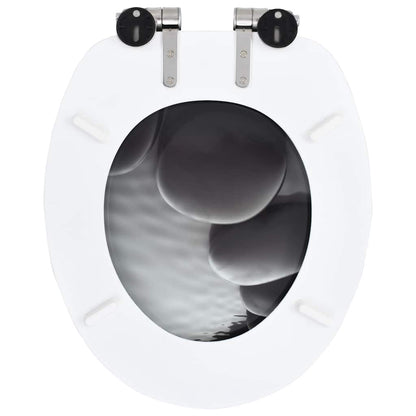 vidaXL WC Toilet Seats 2 pcs with Soft Close Lids MDF Stones Design