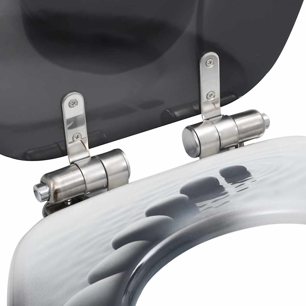 vidaXL WC Toilet Seats 2 pcs with Soft Close Lids MDF Stones Design