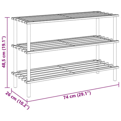 vidaXL 3-Tier Shoe Rack Solid Fir Wood