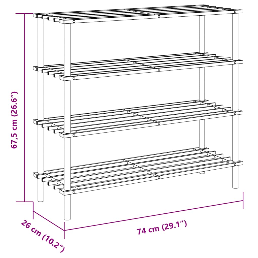 vidaXL 4-Tier Shoe Rack Solid Fir Wood