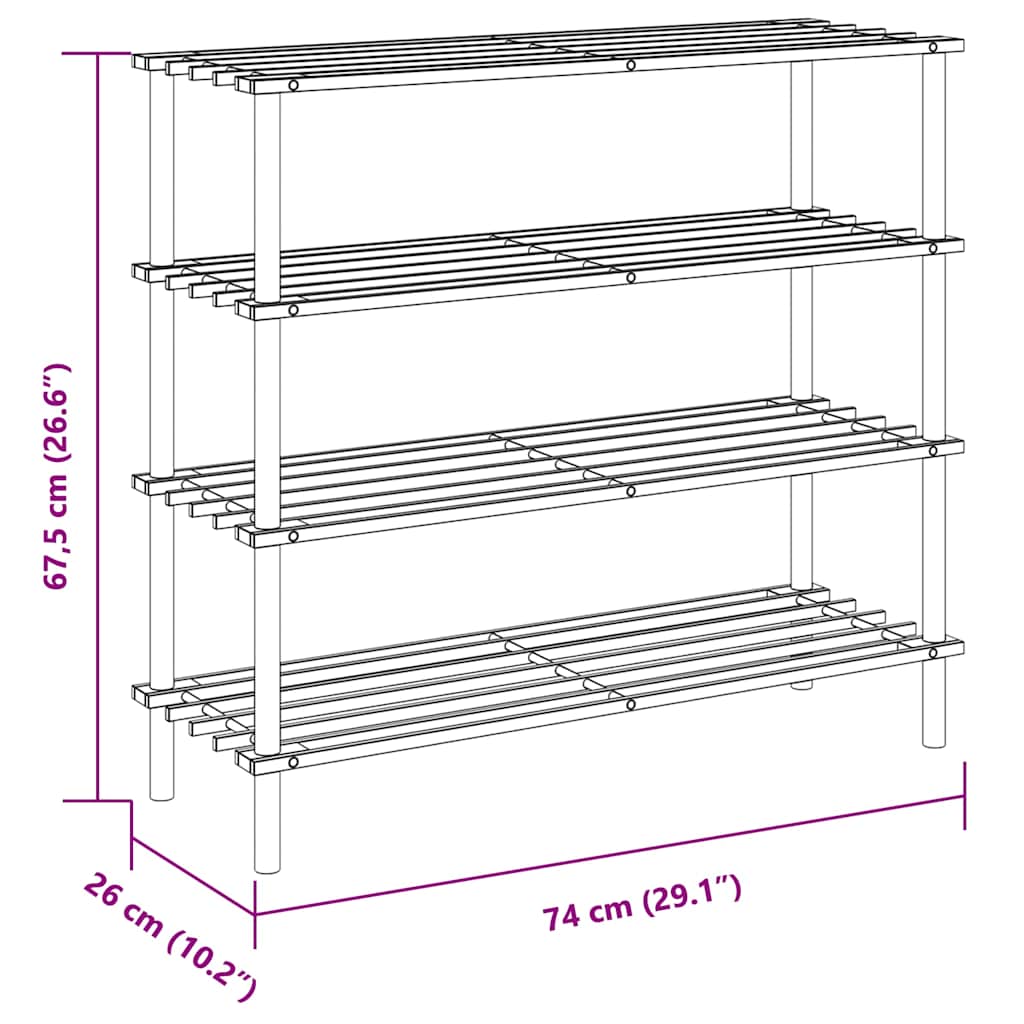 vidaXL 4-Tier Shoe Rack Solid Fir Wood