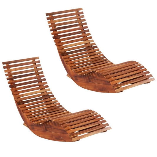 vidaXL Sun Lounger | Set of 2 | Light brown | Acacia wood