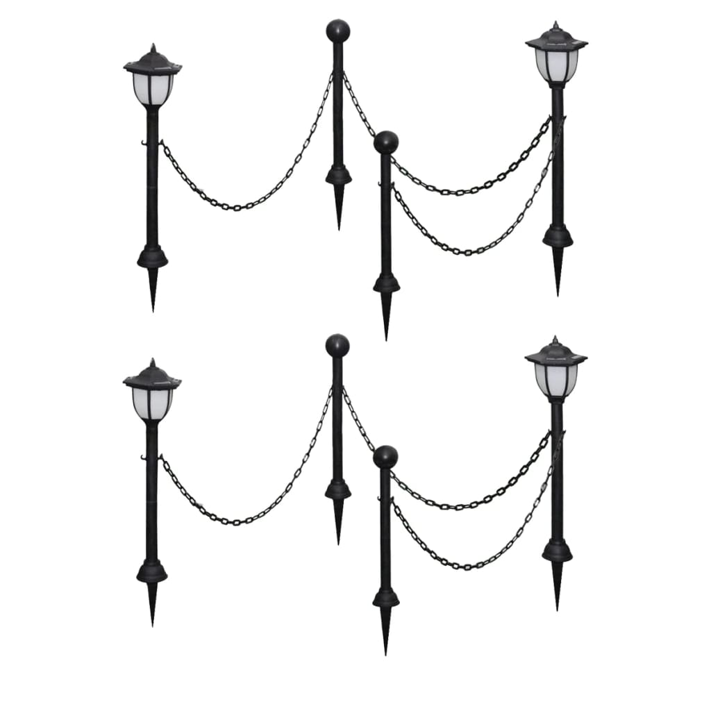 vidaXL Garden Lamp | Set of 4 | Black, Cool White | Tough plastic, PP material