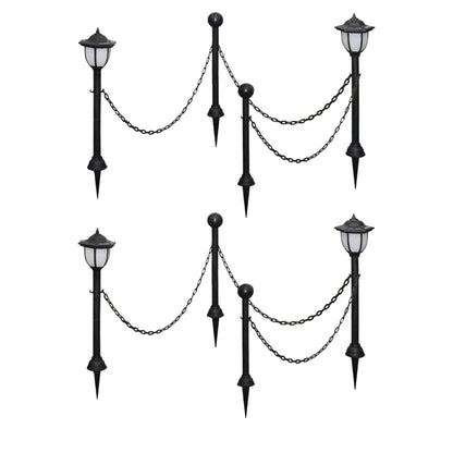 vidaXL Garden Lamp | Set of 4 | Black, Cool White | Tough plastic, PP material