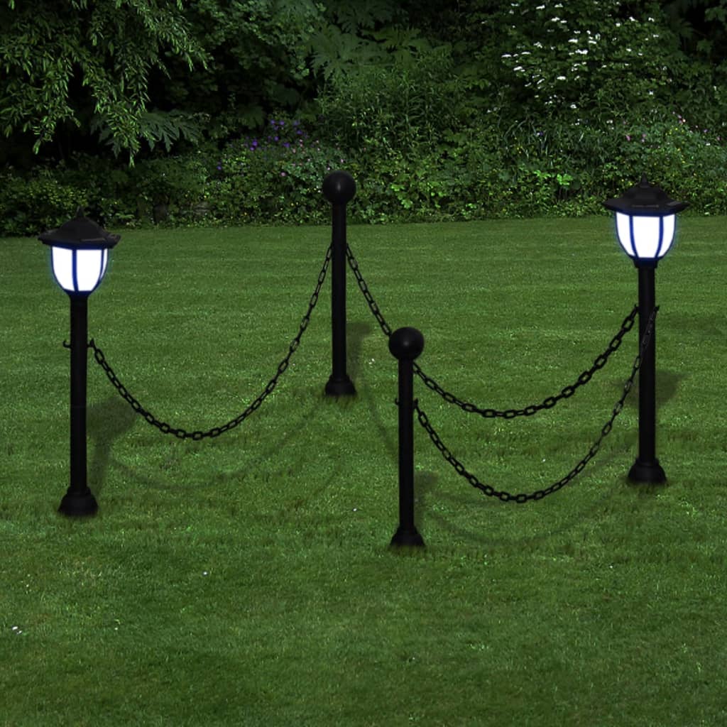 vidaXL Garden Lamp | Set of 4 | Black, Cool White | Tough plastic, PP material