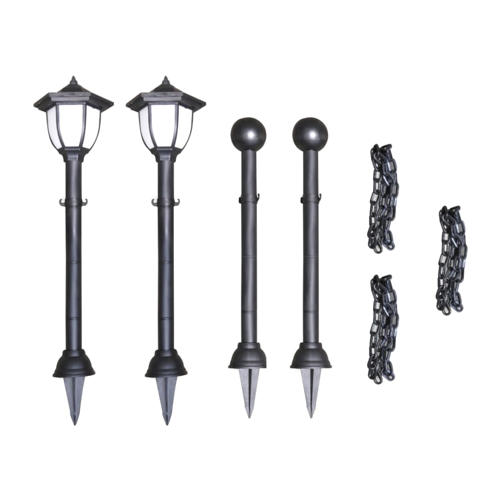 vidaXL Garden Lamp | Set of 4 | Black, Cool White | Tough plastic, PP material