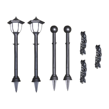 vidaXL Garden Lamp | Set of 4 | Black, Cool White | Tough plastic, PP material