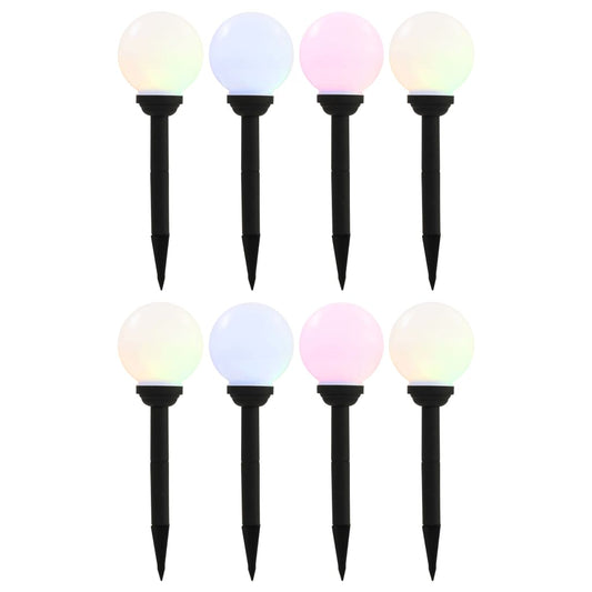 vidaXL Outdoor Solar Lamps 8 pcs LED Spherical 15 cm RGB