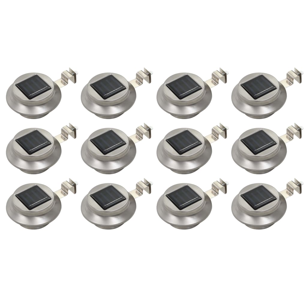 vidaXL Solar Lamp | Set of 12 | Silver | Stainless steel | 12 cm diameter