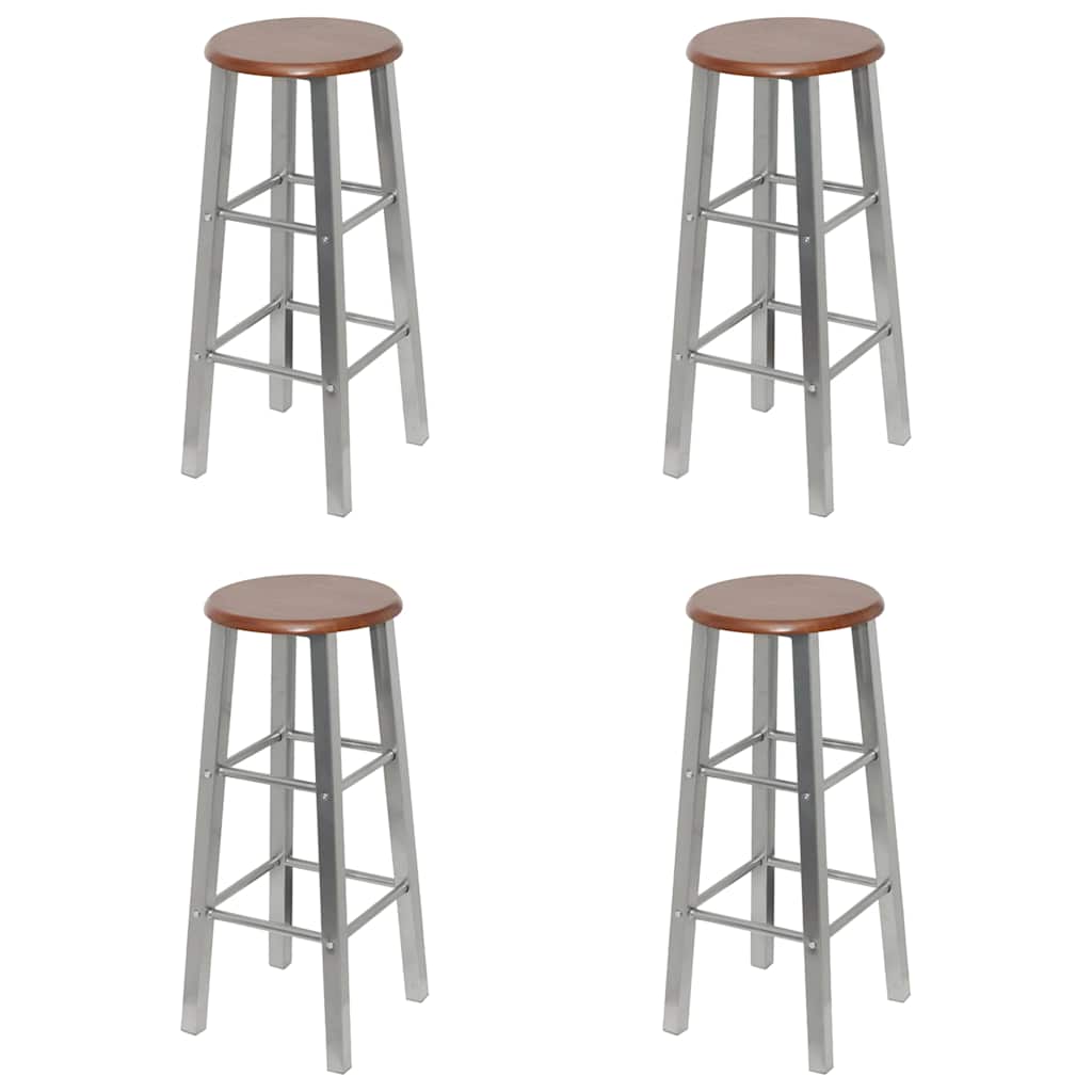 vidaXL Bar Stools 4 pcs Silver and Brown MDF