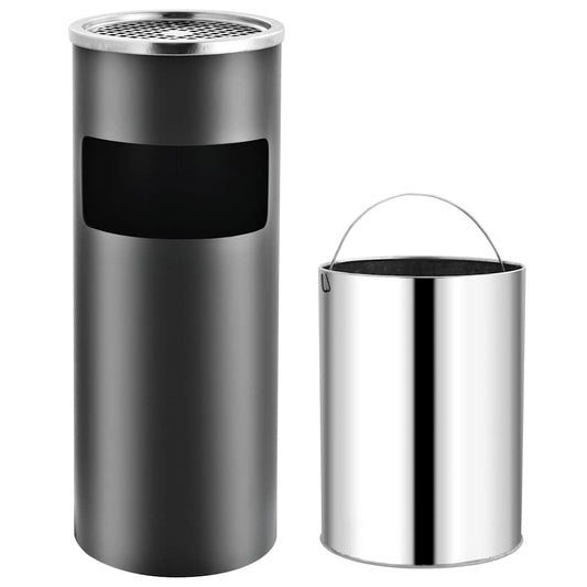 vidaXL Ashtray Dustbin 30 L Steel Grey
